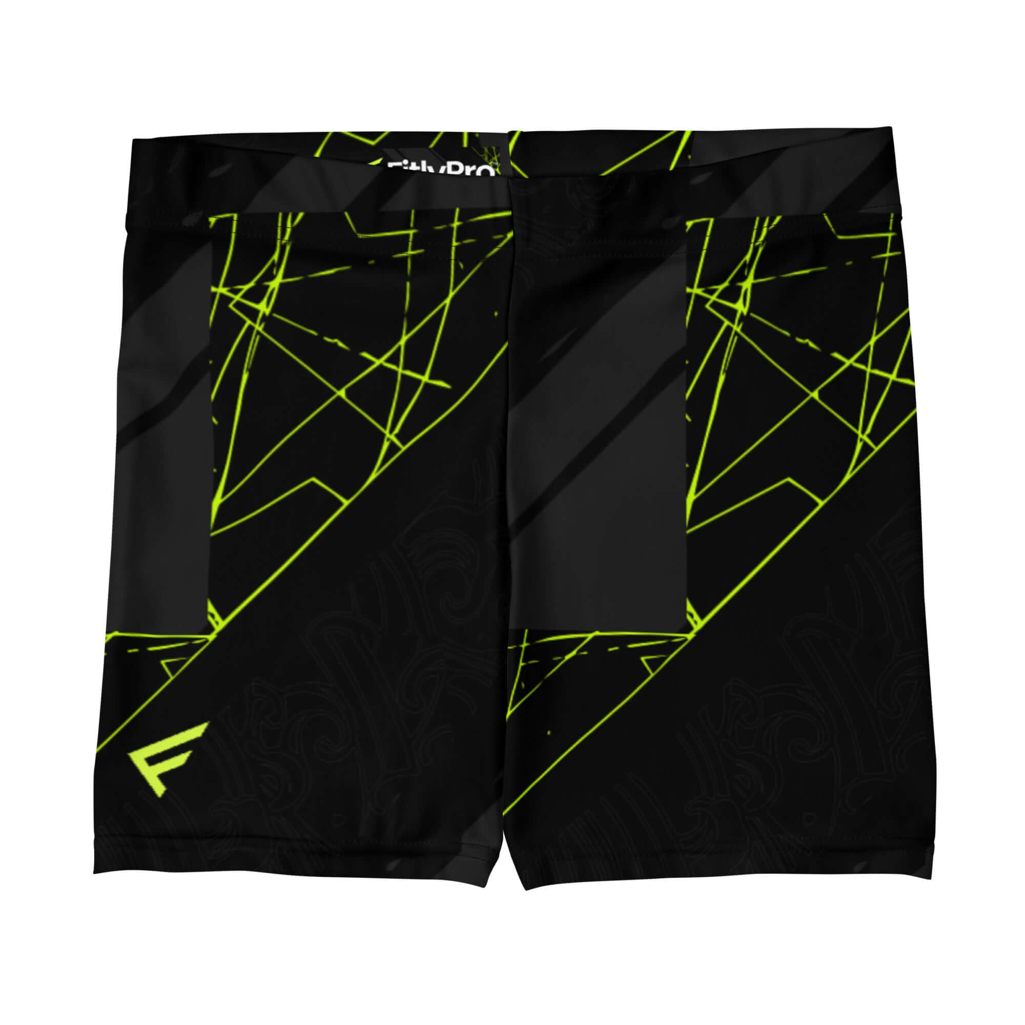 Women’s StrikeLine Shorts in Neon Grid Black, featuring bold neon accents and four-way stretch fabric for ultimate comfort.