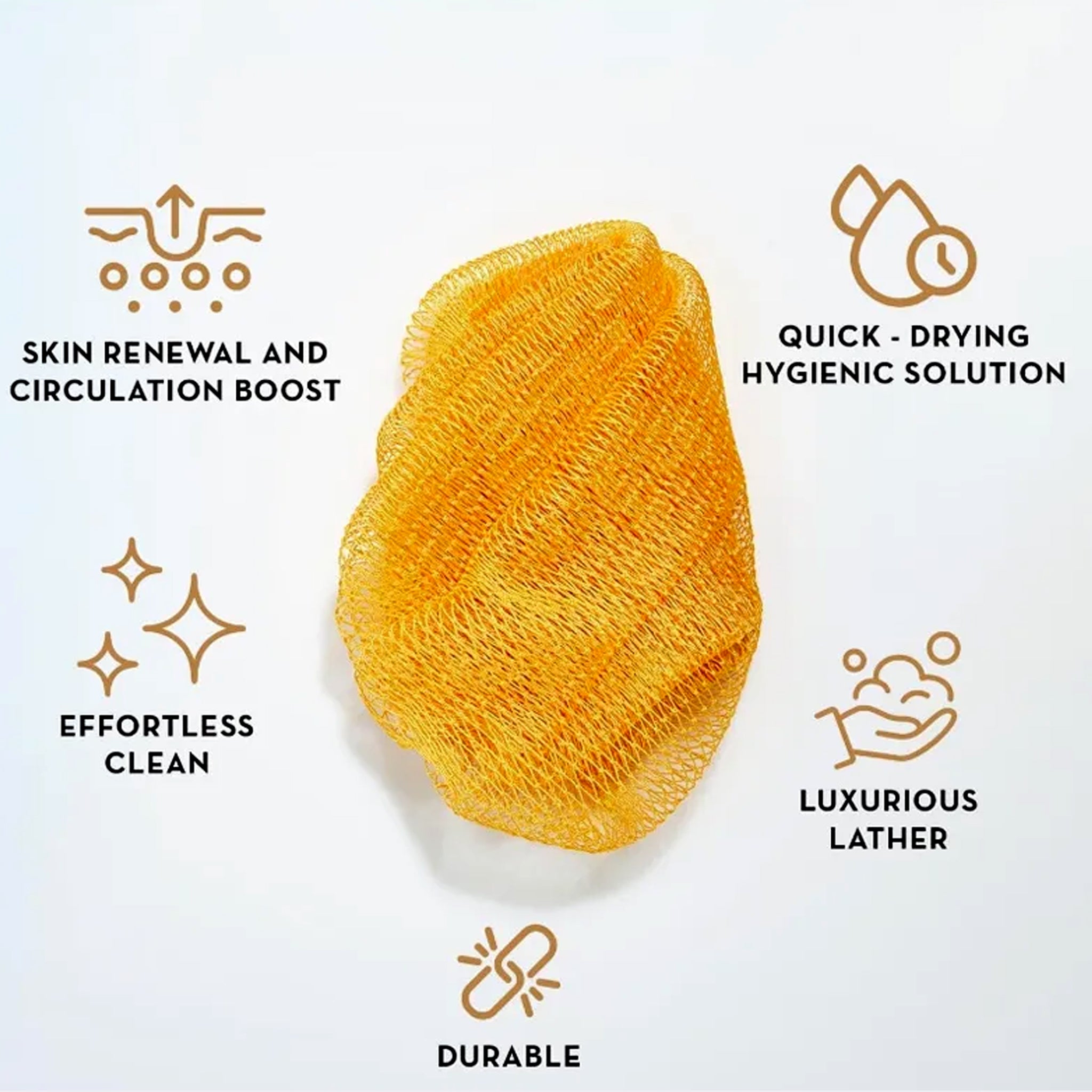 African Exfoliating Net Bath Smooth - African Net Sponge showcasing skin renewal benefits and luxurious lather.