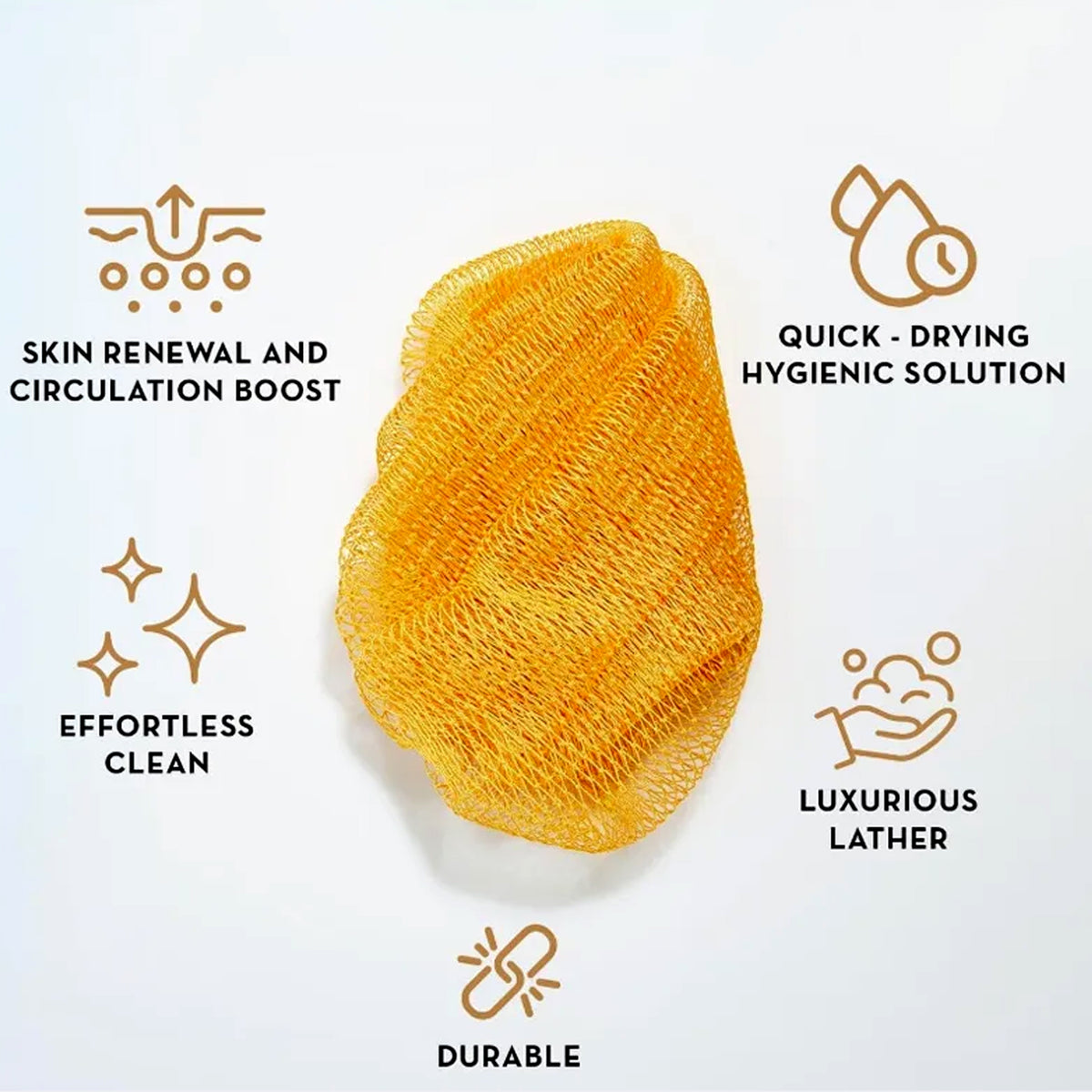 African Exfoliating Net Bath Smooth - African Net Sponge showcasing skin renewal benefits and luxurious lather.