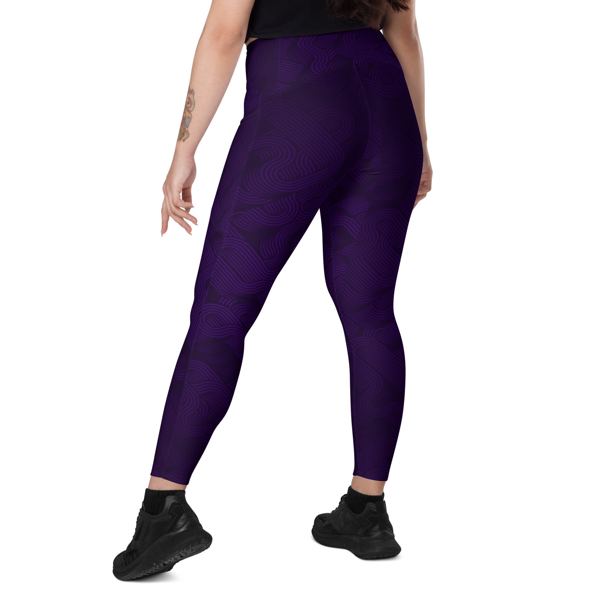 Midnight Sculpt Pocket Leggings – Crossover Edition in purple with flattering crossover waistband and sleek design.