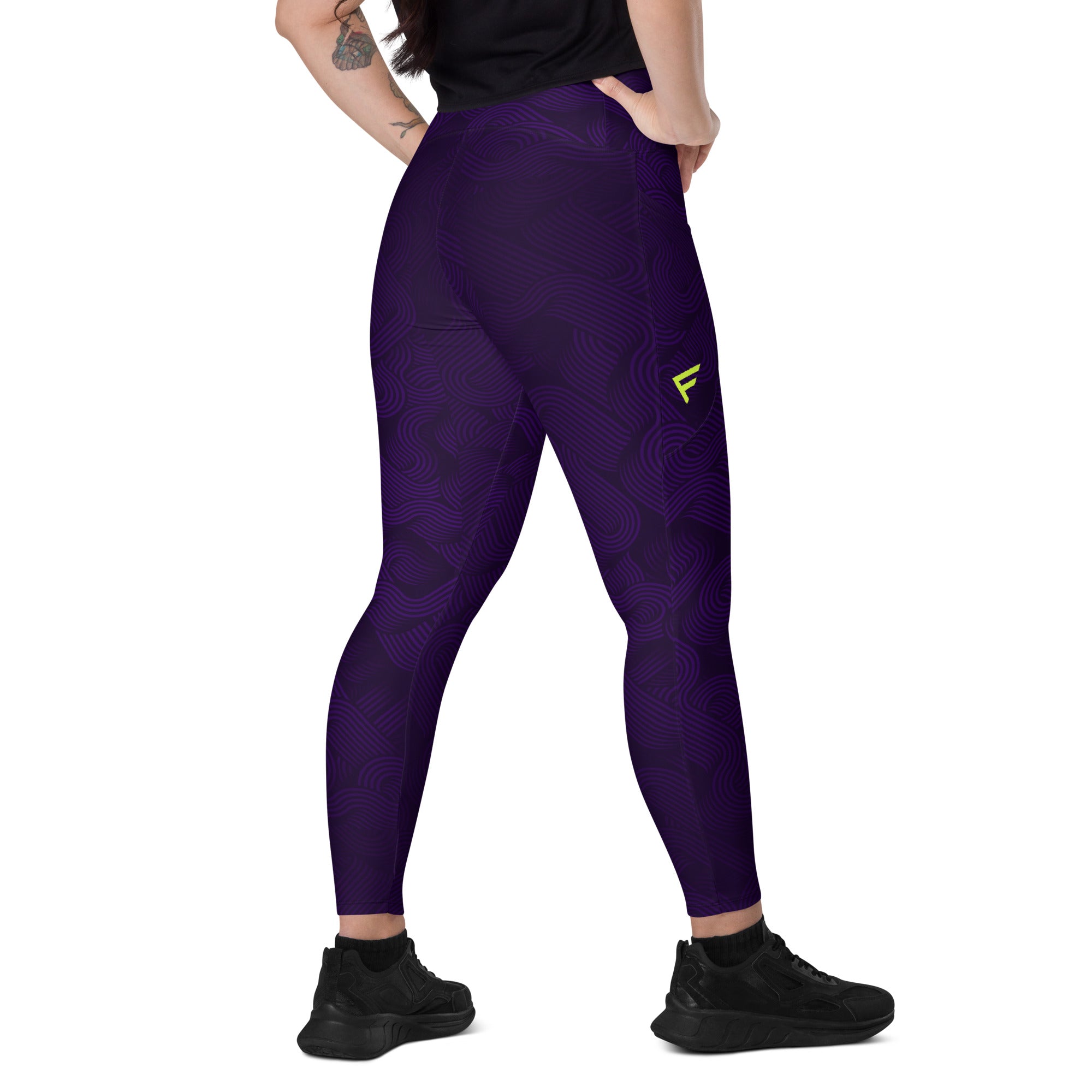 Midnight Sculpt Pocket Leggings – Crossover Edition in purple with sleek design and high-waisted fit.