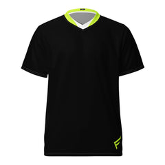 CoreDry V-Neck Training Jersey in Black with Lime Trim, designed for breathability and performance.
