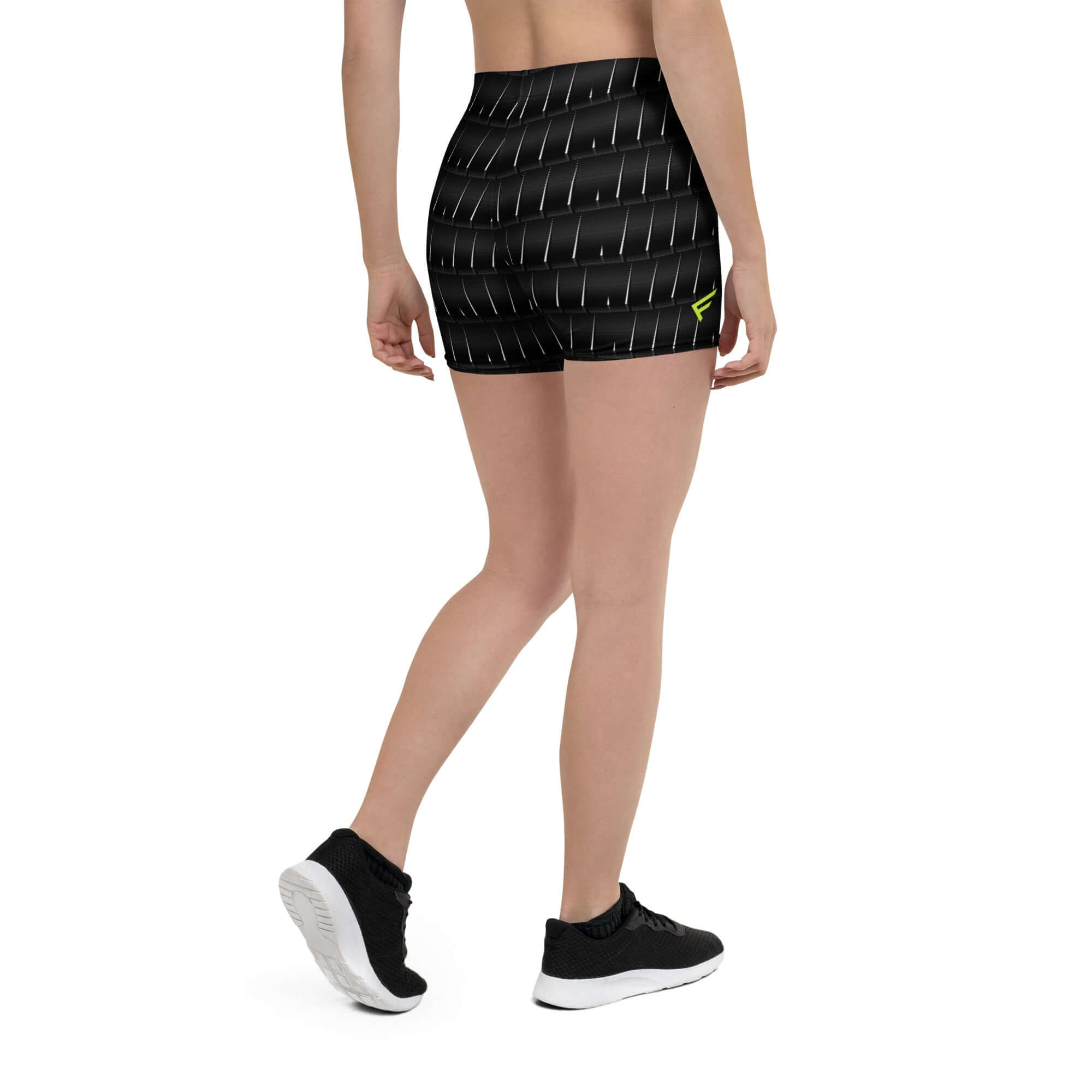 Women's sleek black micro dash shorts with dynamic texture, designed for maximum comfort and movement.