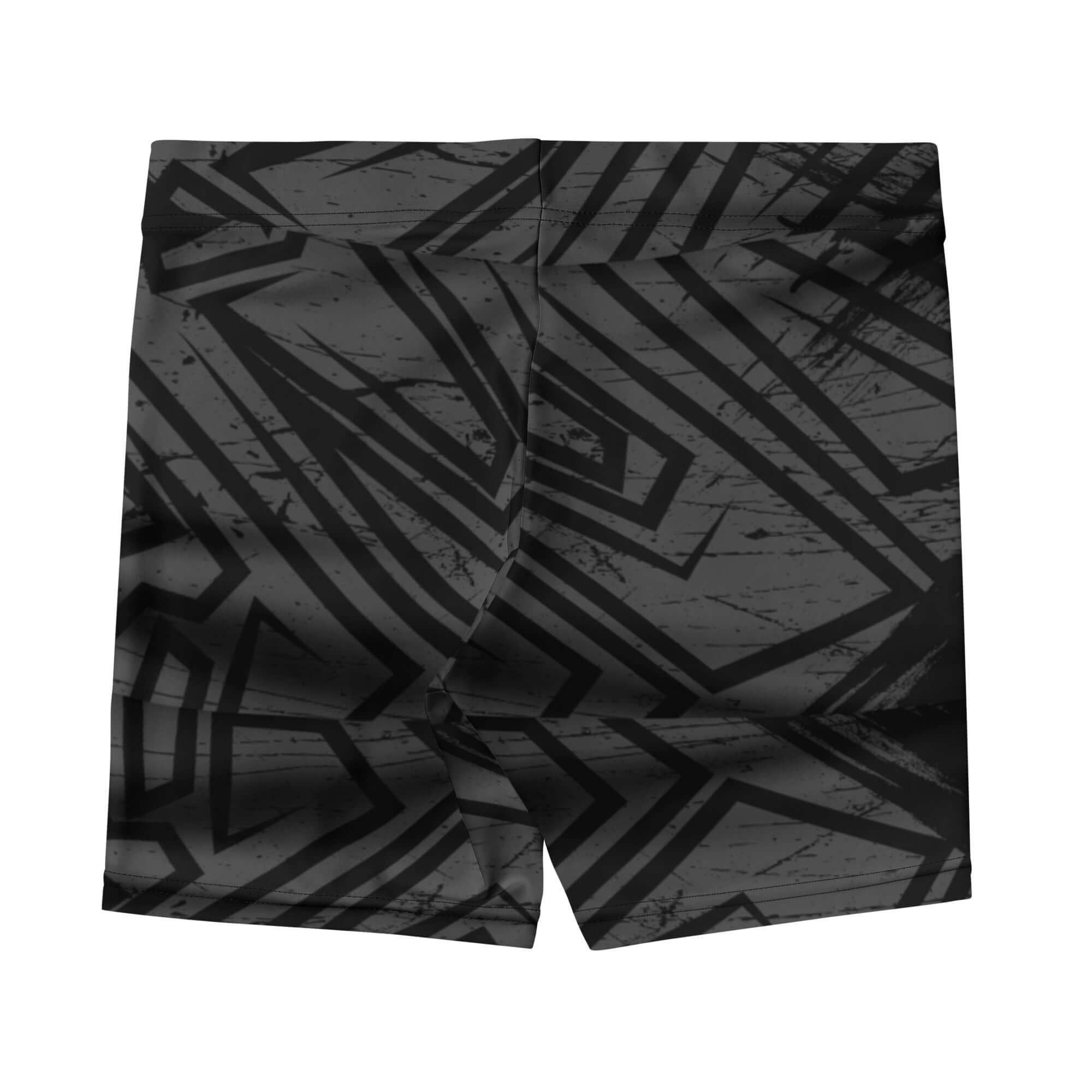 Women’s MotionTech Shorts in Geometric Black Edition, featuring a bold black geometric print and a precision fit for flexibility.