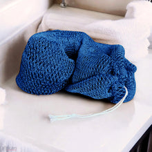 African Exfoliating Net Bath Smooth in blue color, featuring a mesh design for rich lather and complete-body reach.