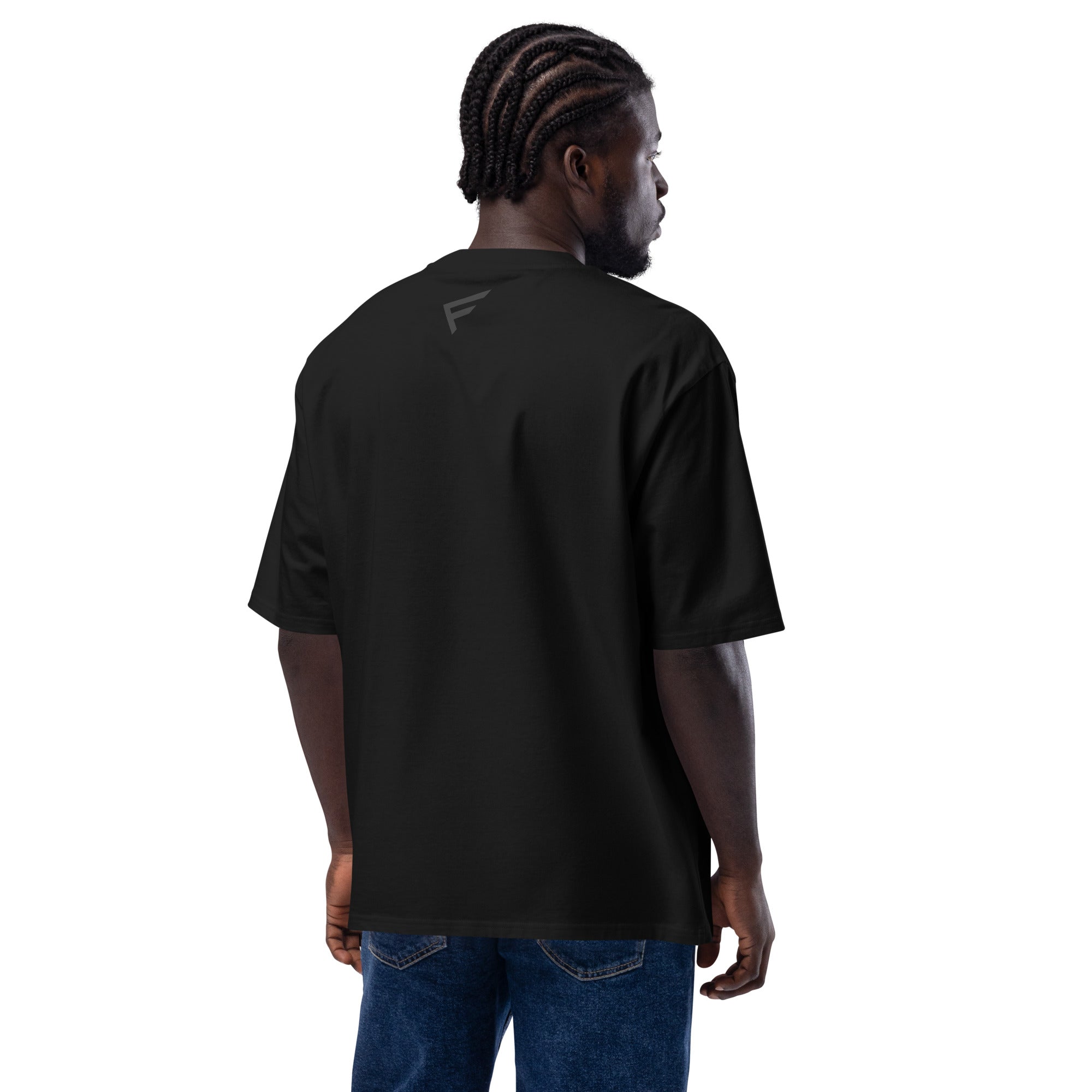 UrbanMark Edition oversized tee in black, featuring a drop-shoulder fit and bold chest mark.