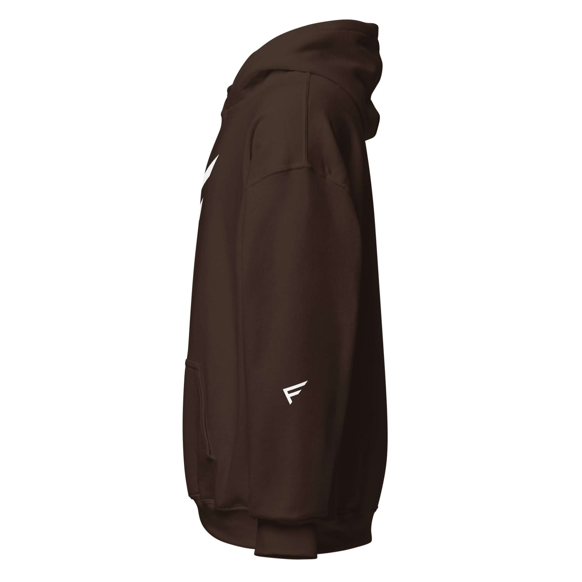 Men's limited-edition hoodie in brown with signature 'F' emblem, perfect for comfort and style.