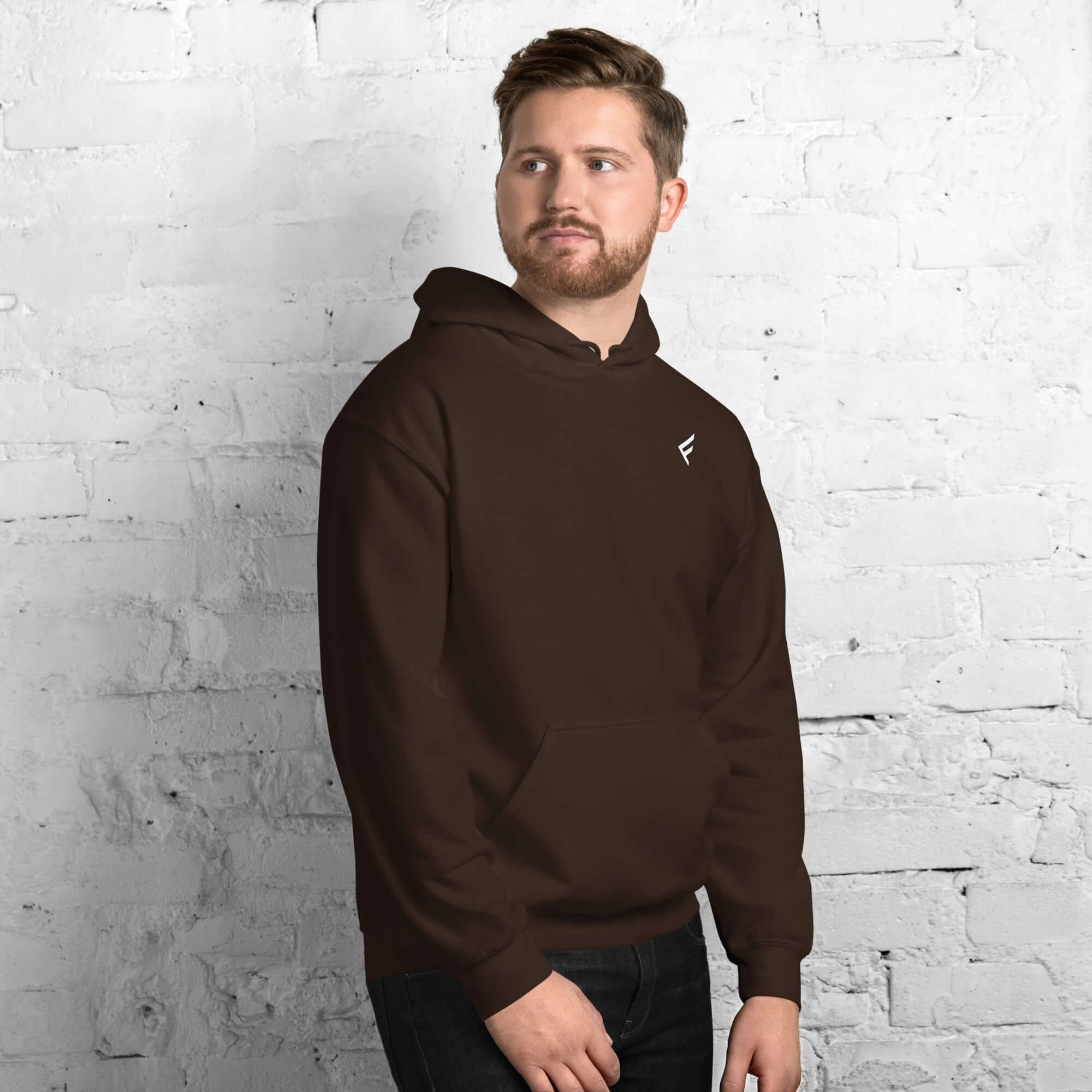 Men's hoodie from the Core Collection in brown, showcasing soft cotton blend and everyday style.