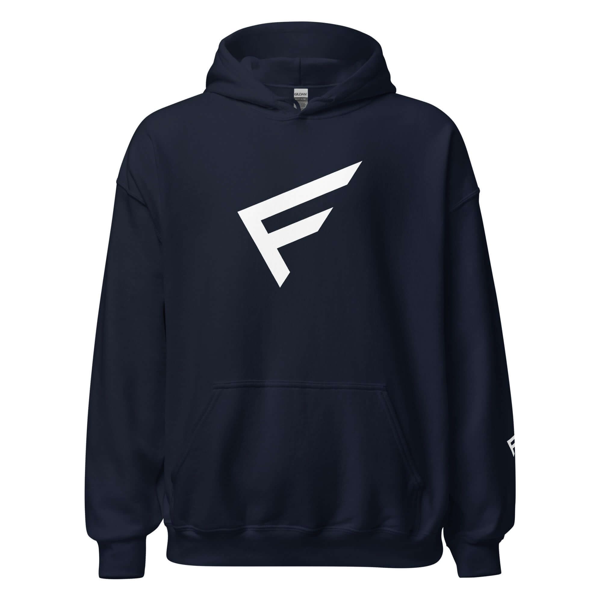 Women's navy hoodie with signature 'F' emblem, designed for comfort and bold movement.