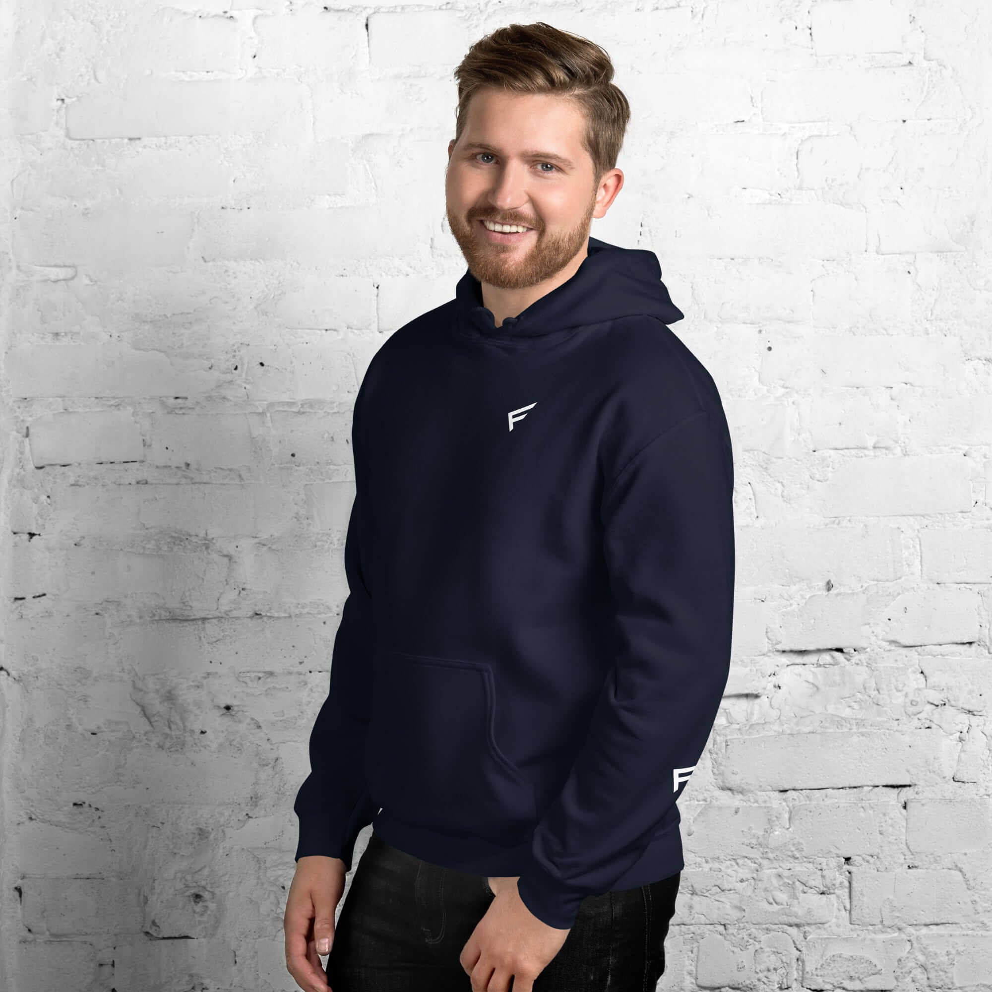 Men's navy hoodie from the Core Collection, showcasing classic style and comfort for every occasion.