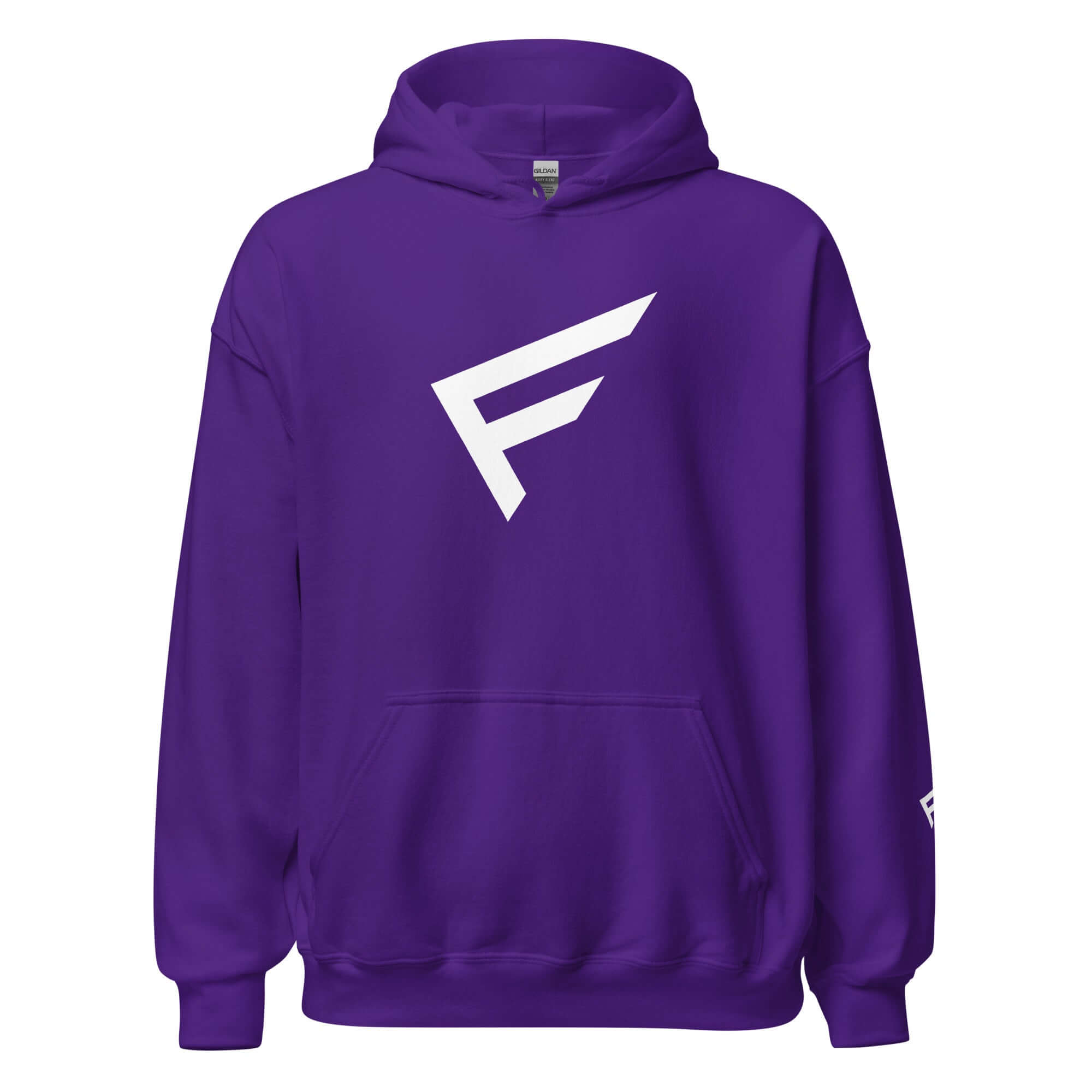 Purple women's hoodie featuring a signature 'F' emblem, designed for comfort and bold movement.