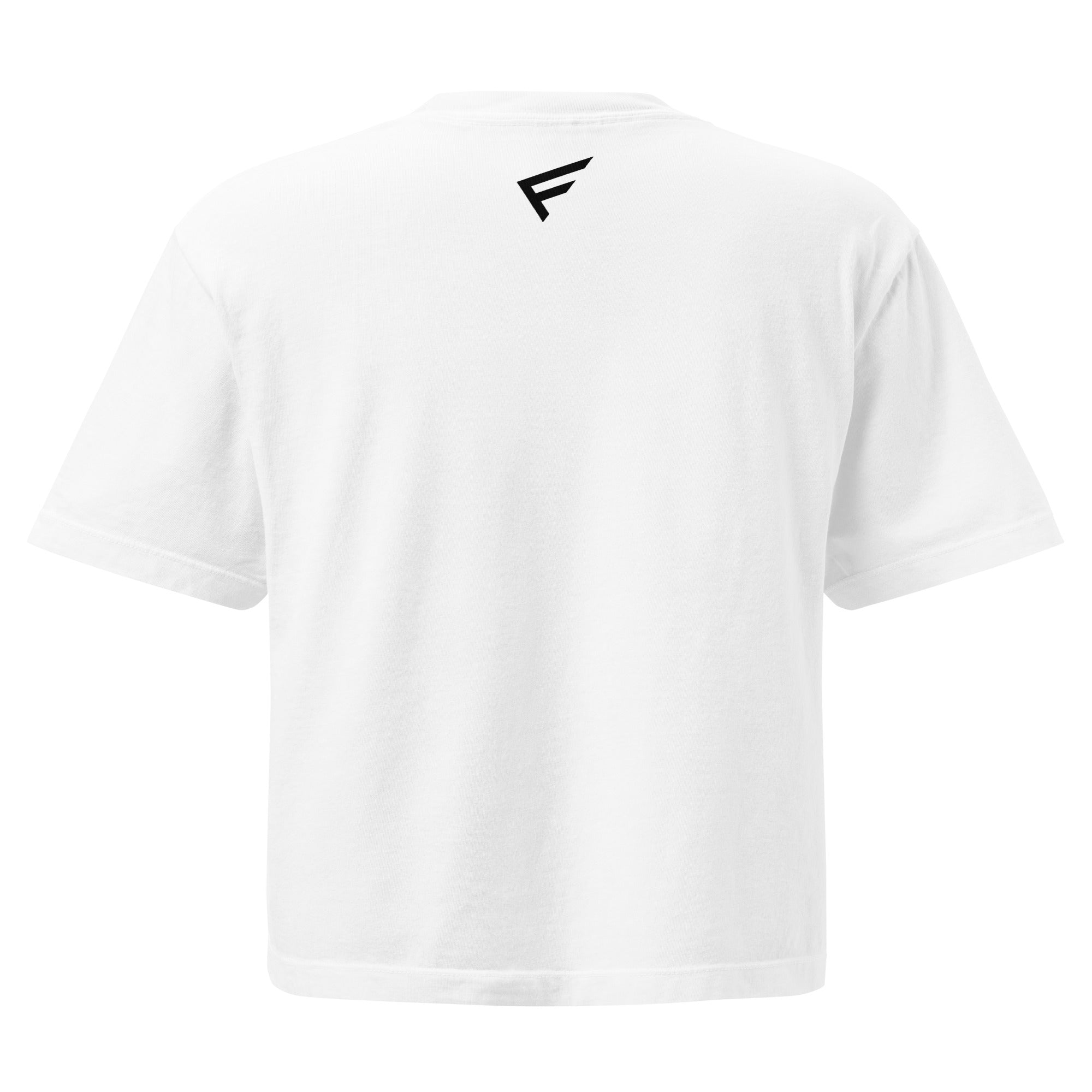 Worn-In Luxe Boxy Tee – Soft Neutral Edit, back view showcasing modern boxy silhouette and logo detail.